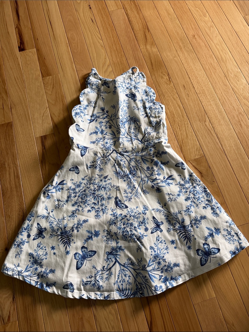White and Blue Floral Girls' Dress